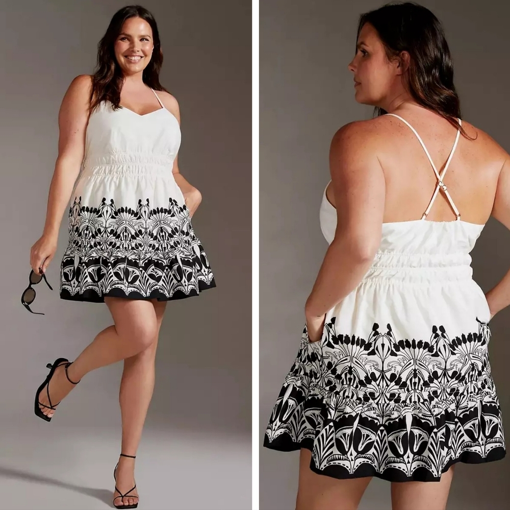 Anthropologie Somerset Sleevless Fit and Flare Mini Dress Cotton White Large
